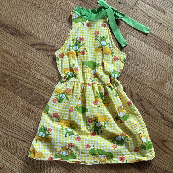 Miss Me Dresses & Skirts - VINTAGE 60s 70s Miss B Shift Dress Size 10 Yellow Gingham Adorable Frogs Teen SZ